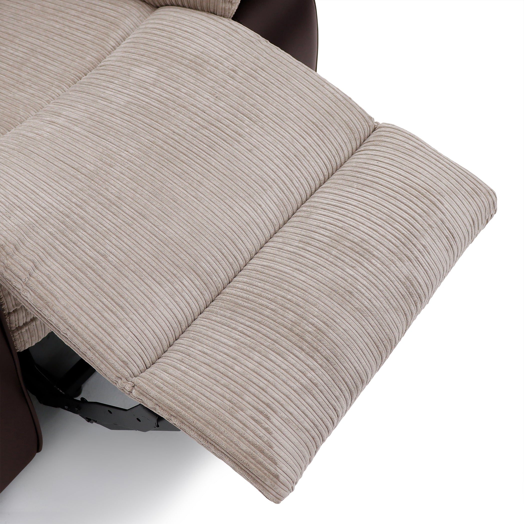 Bloomsbury Riser Recliner with Heat and Massage - Light Brown Corduroy Fabric / Brown Air Leather - Image 7