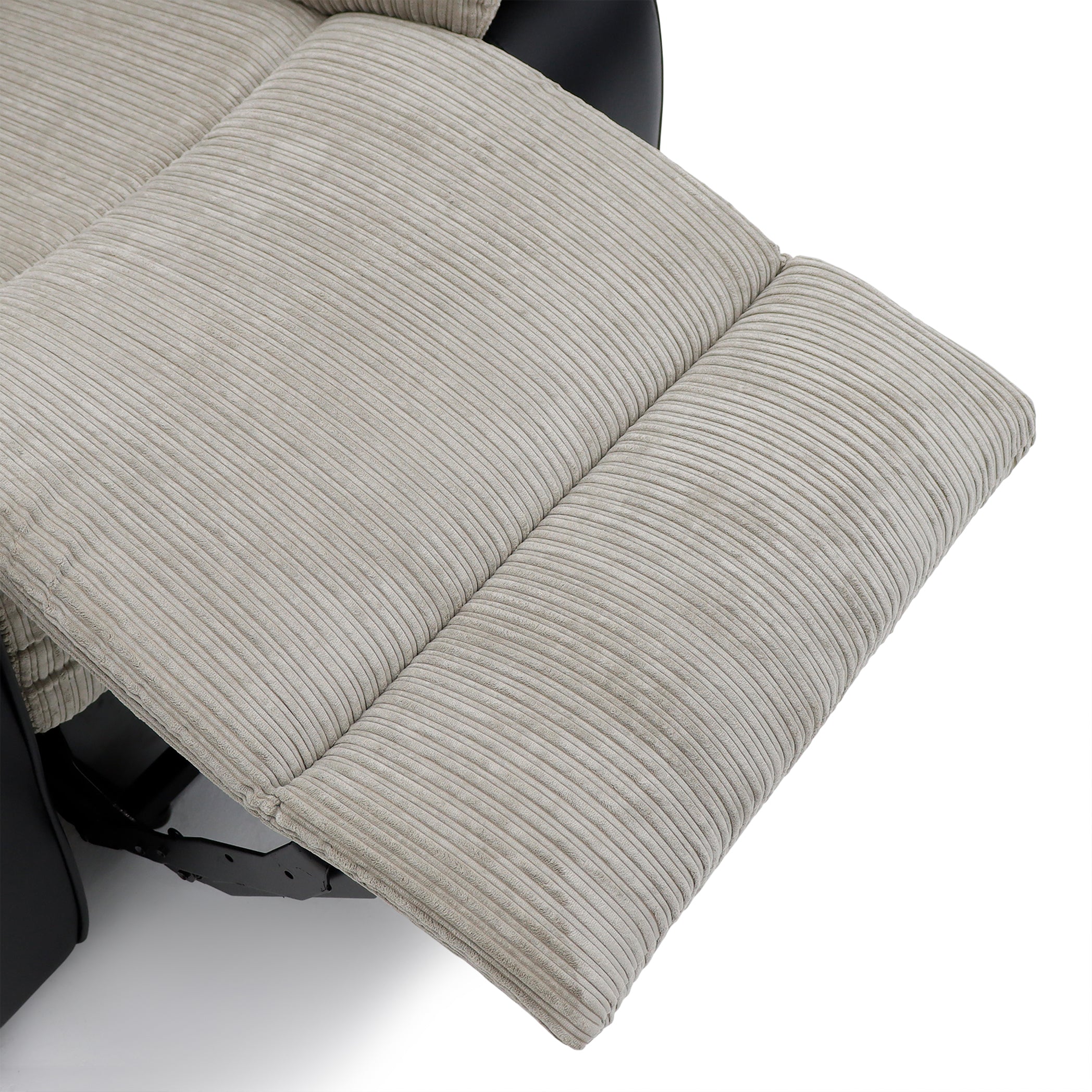 Bloomsbury Riser Recliner with Heat and Massage - Grey Corduroy Fabric / Black Air Leather - Image 7