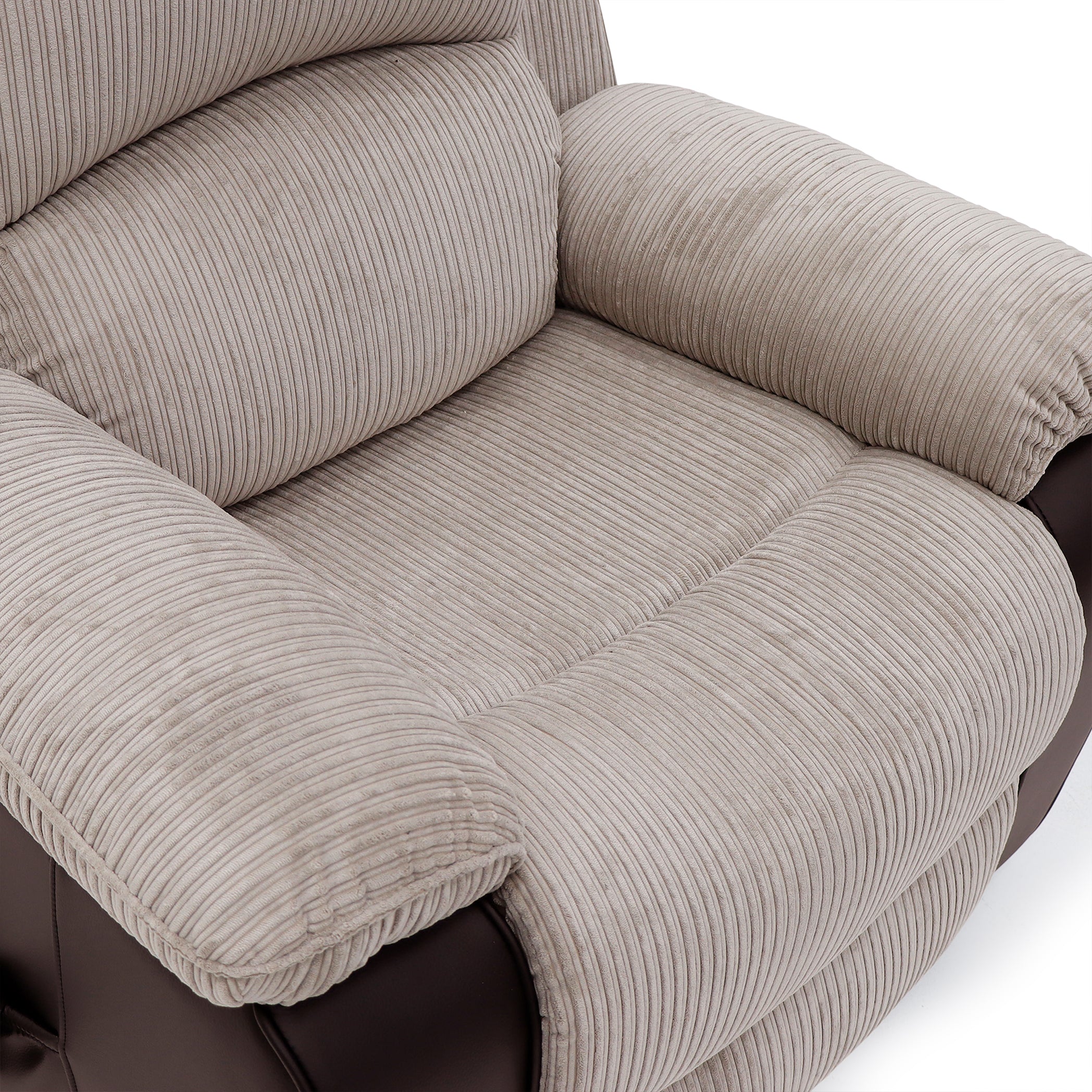 Bloomsbury Riser Recliner with Heat and Massage - Light Brown Corduroy Fabric / Brown Air Leather - Image 9
