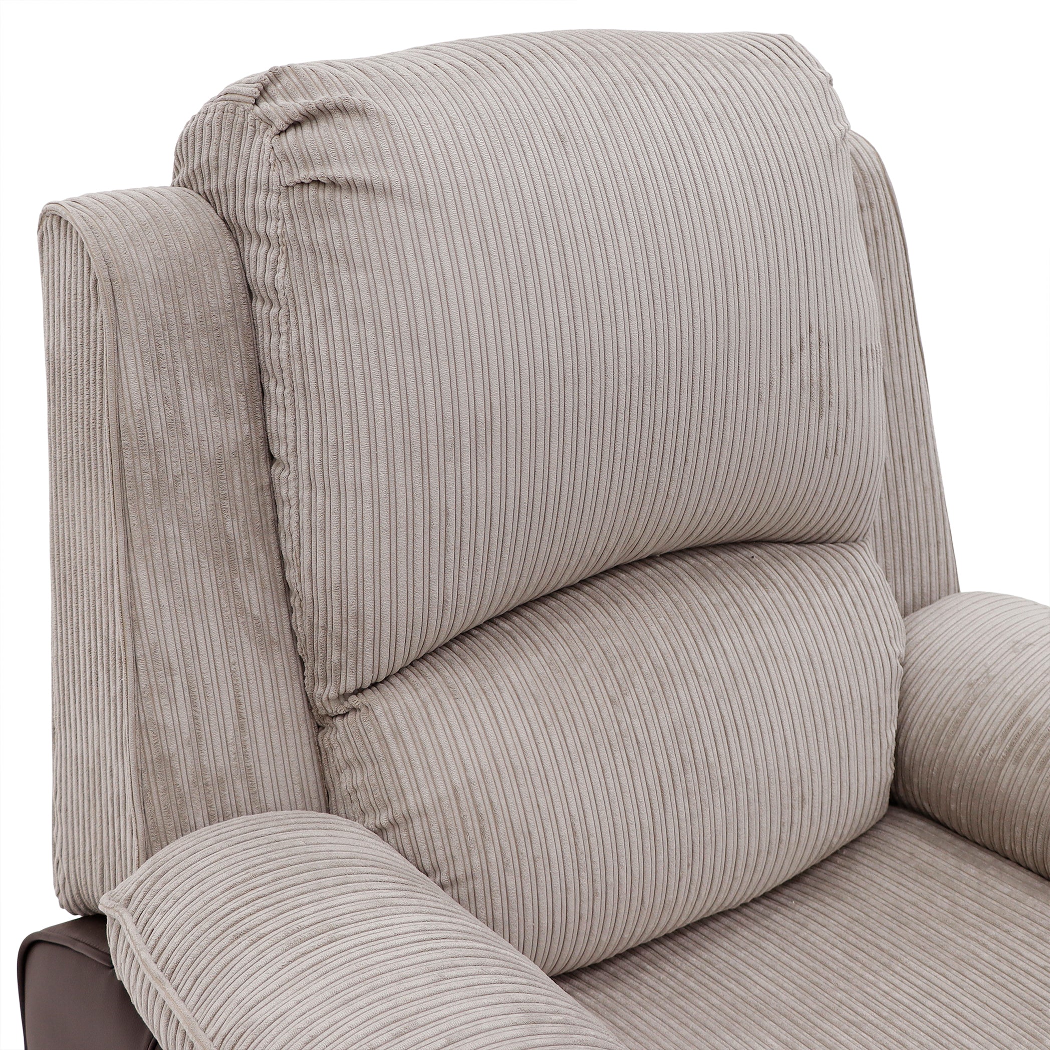 Bloomsbury Riser Recliner with Heat and Massage - Light Brown Corduroy Fabric / Brown Air Leather - Image 8