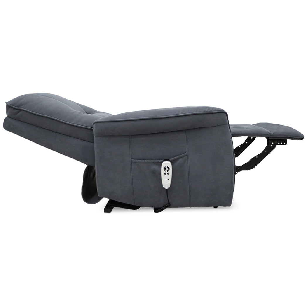 Connaught Riser Recliner with Heat and Massage - Charcoal Grey Suede Fabric - Image 3