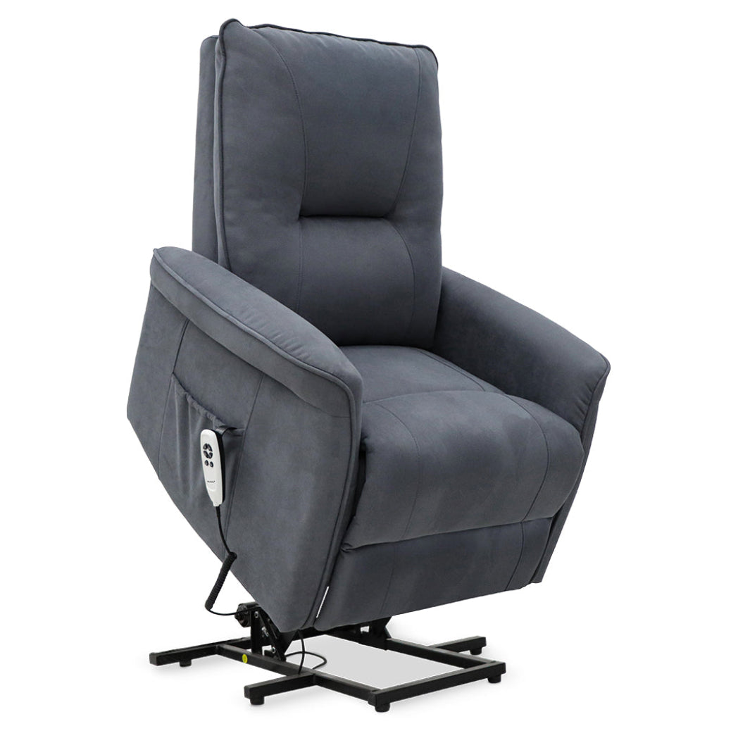 Connaught Riser Recliner with Heat and Massage - Charcoal Grey Suede Fabric - Image 2