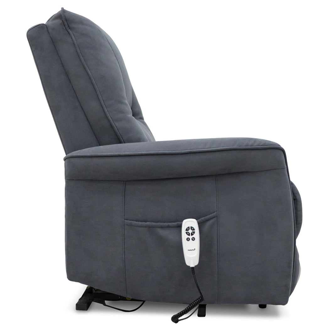Connaught Riser Recliner with Heat and Massage - Charcoal Grey Suede Fabric - Image 8