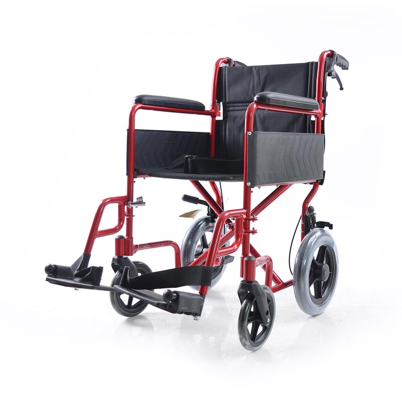 i-Lite Aluminium Transit Wheelchair - Red - Image 2